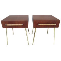 Pair of Walnut Nightstands by T.H. Robsjohn-Gibbings