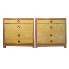 Pair of leather front dressers by Tommi Parzinger