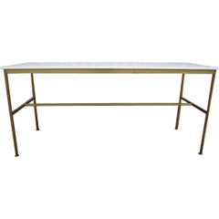 Brass and Vitrolite console table by Paul McCobb
