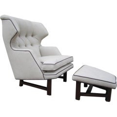 Wing Back Chair And Ottoman By Edward Wormley For Dunbar
