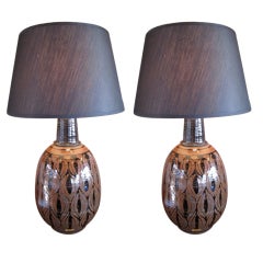 Pair of pottery lamps by Wishon-Harrell