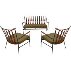 Pair of lounge chairs and matching settee by Salterini