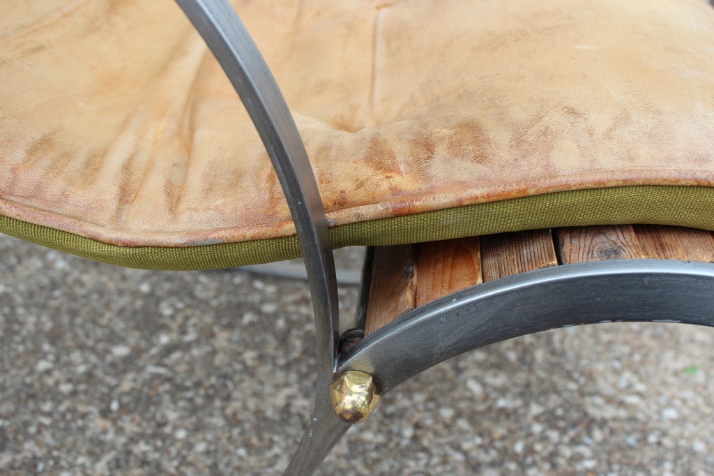 19th Century Steel and Leather Rocking Chair by R.W. Winfield 1