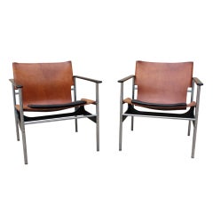 Pair of sling chairs by Charles Pollock for Knoll