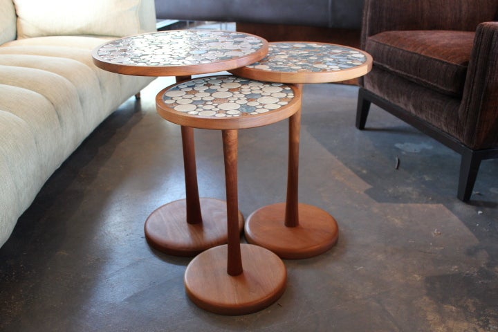 Juego de tres mesas con tablero de azulejos de Gordon Martz