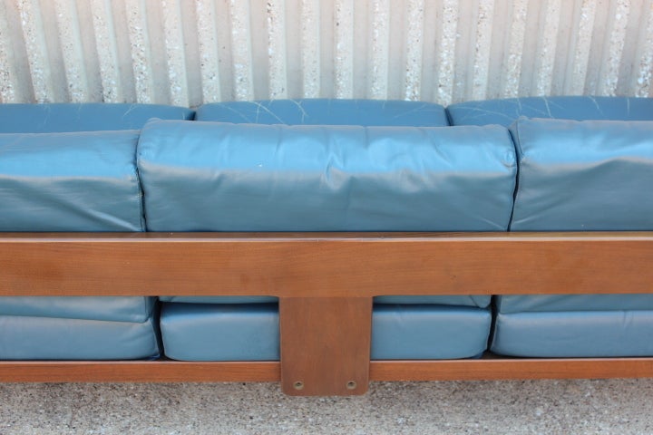 Original Blue leather Bastiano sofa by Tobia Scarpa 5
