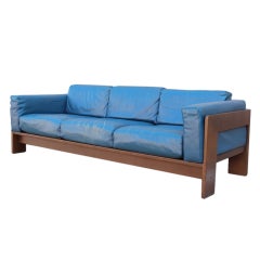 Original Blaues Ledersofa Bastiano von Tobia Scarpa