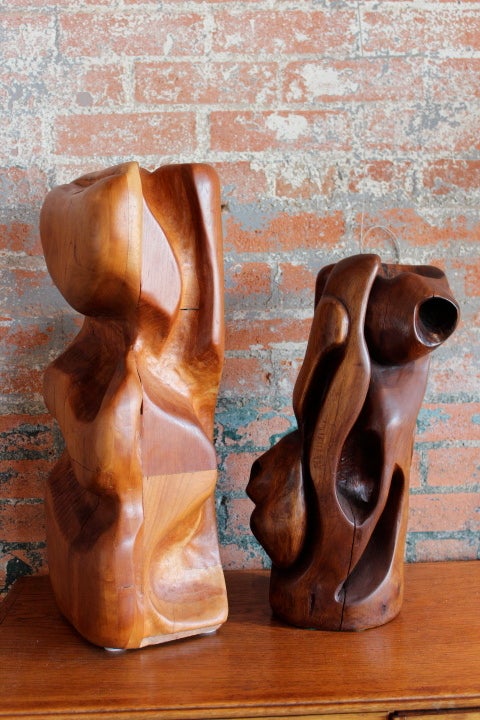 Abstract Walnut Sculpture by Slim Schramm
