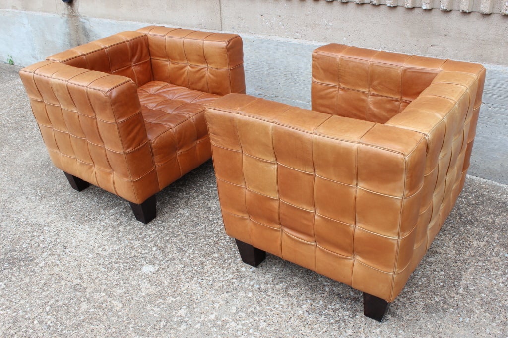 Late 20th Century Pair of Kubus chairs Attributed to Josef Hoffman