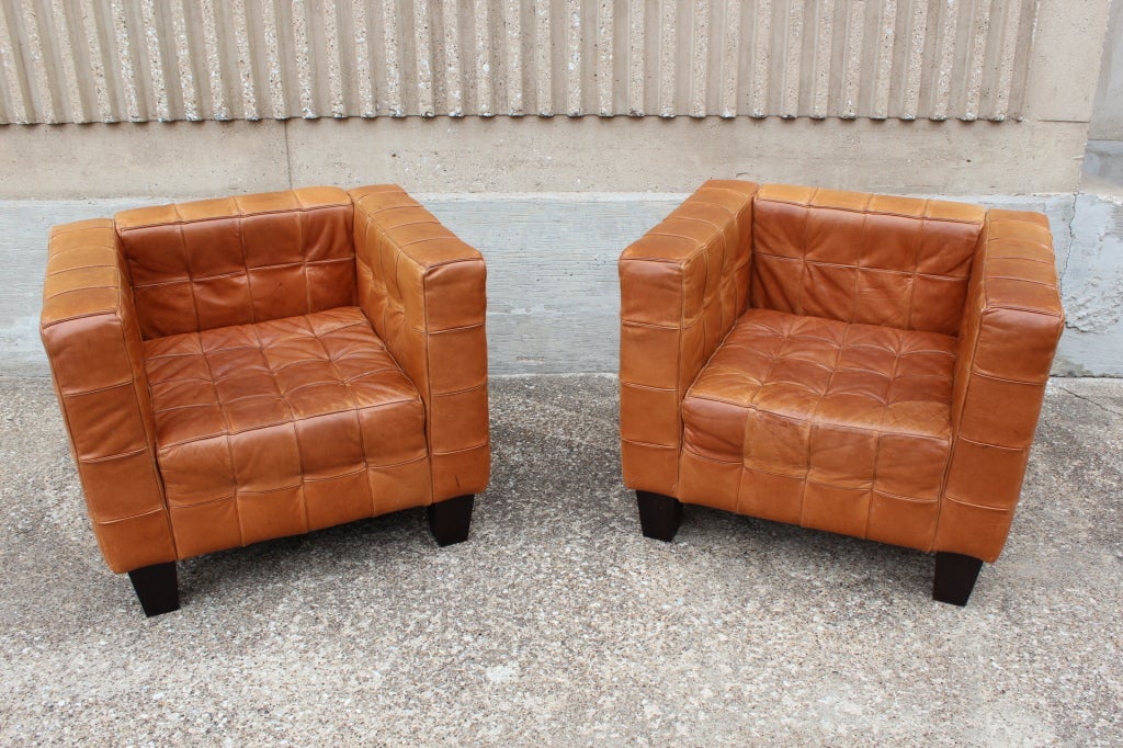 Pair of Kubus chairs Attributed to Josef Hoffman 4