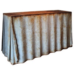 Galvanized Curtain Console Table