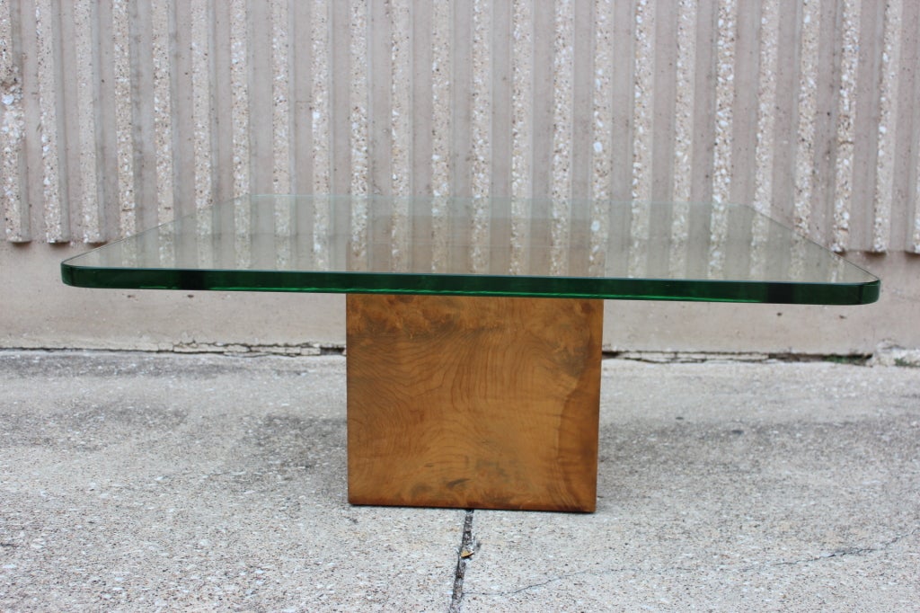 Mid-20th Century Dunbar Cube Coffee Table With Green Glass Top