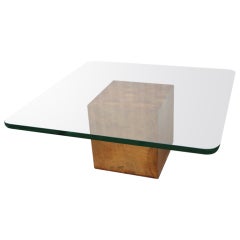 Dunbar Cube Coffee Table With Green Glass Top