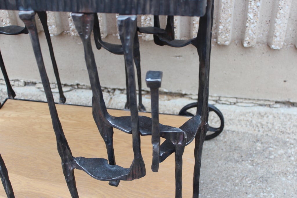 Sculptural Hand Forged Iron Bar Cart 1