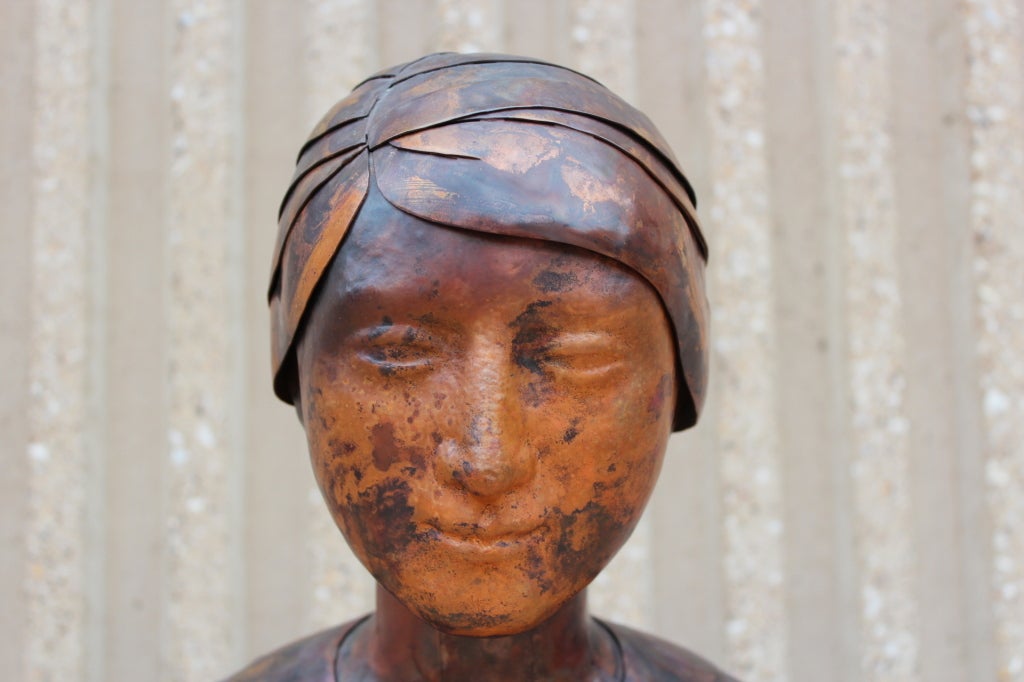 Copper Bust By Mary Eldredge In Excellent Condition In Dallas, TX