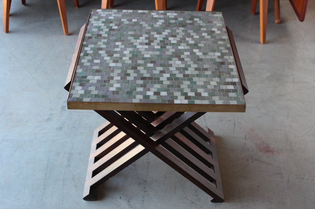 Dunbar X Base Table With Murano Glass Tile Top at 1stDibs