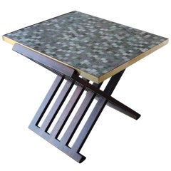 Dunbar X Base Table With Murano Glass Tile Top