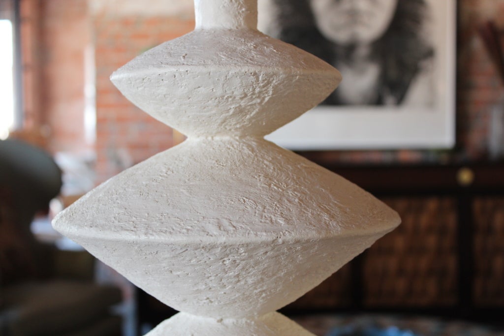 Sculptural plaster lamp after a design by Diego Giacometti for Jean Michel Frank, c. 1970's. Manufactured by Sirmos.
