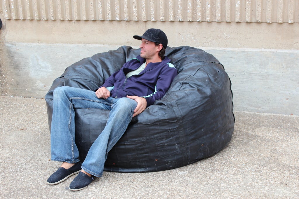 Late 20th Century Large leather patchwork beanbag