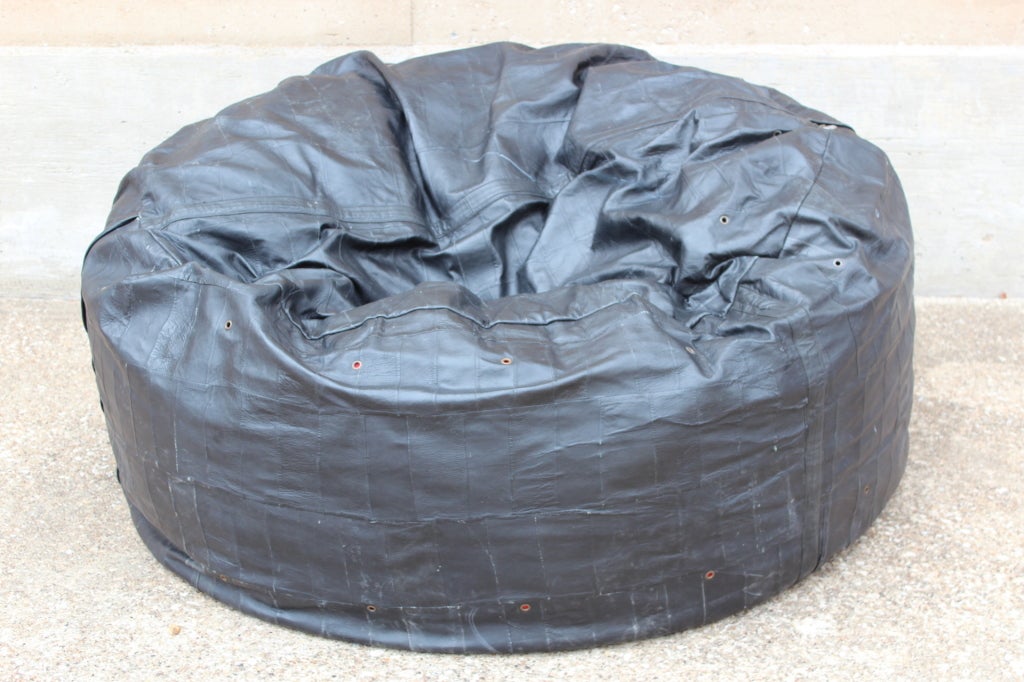 Large leather patchwork beanbag 1