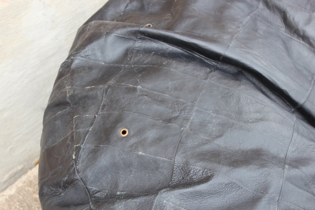 Large leather patchwork beanbag 2