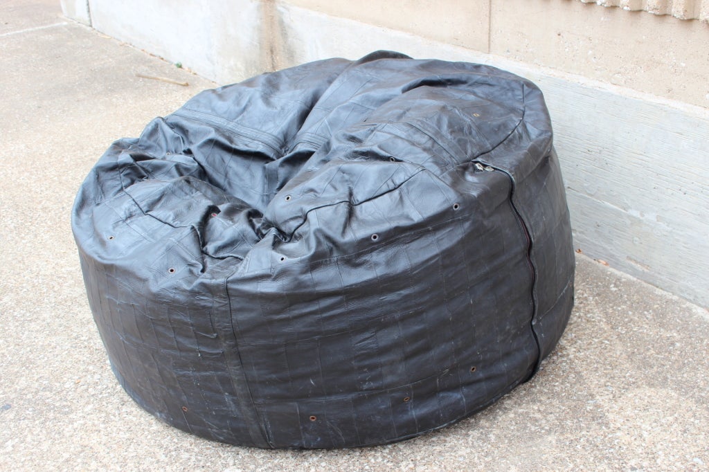 Large leather patchwork beanbag 5