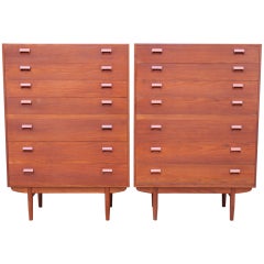 A pair of tall Teak dressers by Borge Mogensen