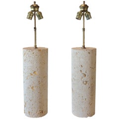 Pair of Fossilized Stone Lamps