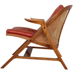 Caned back lounge chair by Edward Wormley for Dunbar