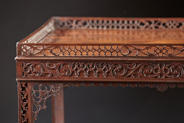 Masterpiece Chippendale Pierced Fret Carved Mahogany Tea Table 1