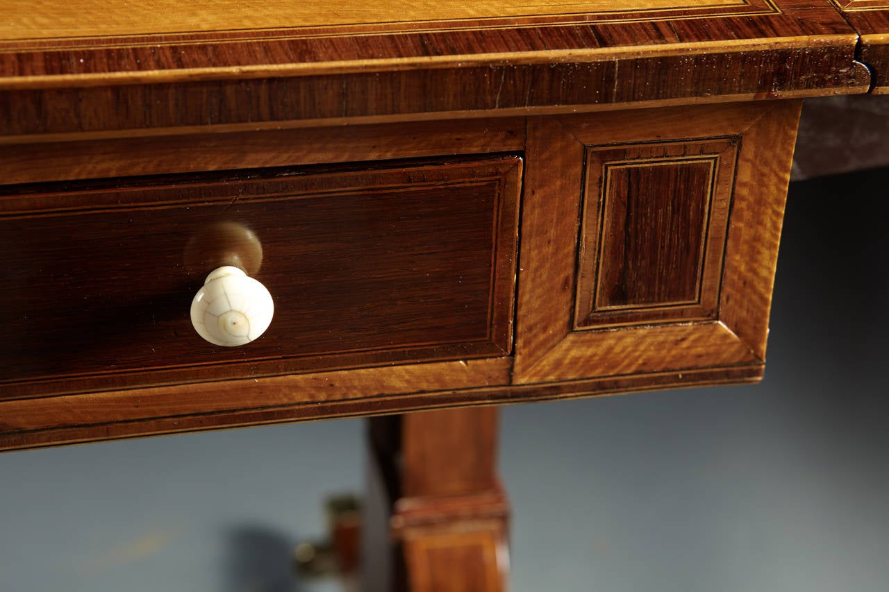 Fine English Regency Period, Satinwood Inlaid Mahogany Sofa Table 2
