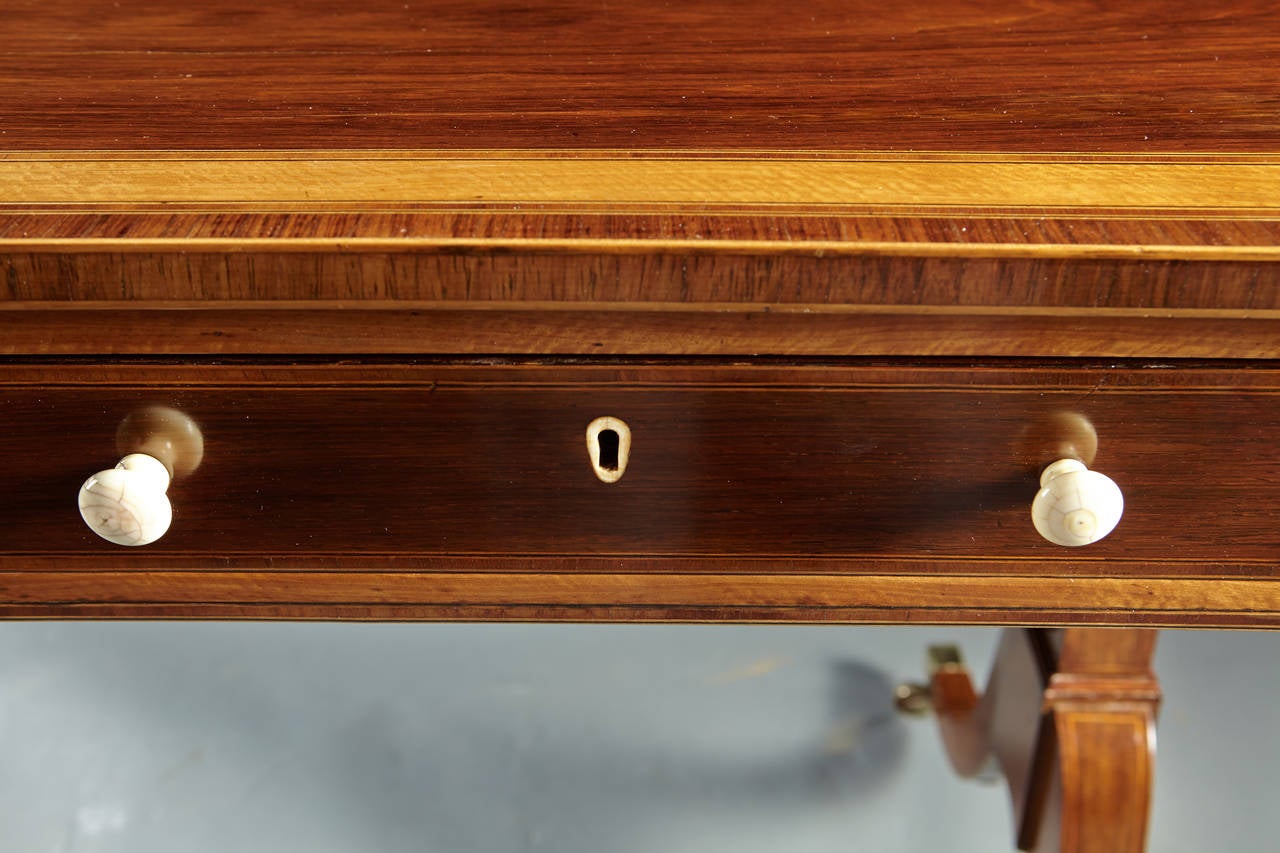 Fine English Regency Period, Satinwood Inlaid Mahogany Sofa Table 3