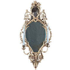 Antique Rare Painted Papier-Mâché and Wood English Girandole Mirror, circa 1765