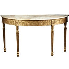 An English 18th C. Carved Giltwood Demi-lune Console Table