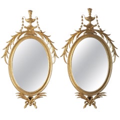 Pair of Regency Period English Carved Giltwood Mirrors