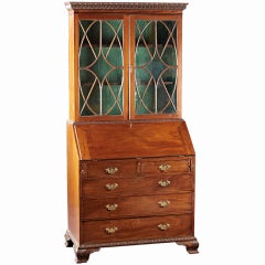 Antique An English  George III Mahogany Bureau Bookcase Secretary