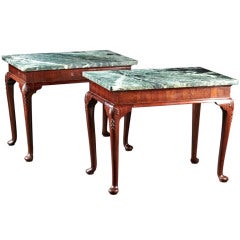 A Pair of George II Style Marble Top Side Serving Tables