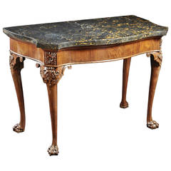 Fine George III Carved Mahogany Console Table with Marble Top, Paw Feet