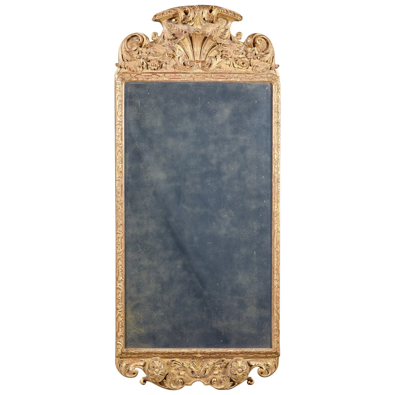 Fine 18th Century George II, Carved Giltwood Pier Mirror, circa 1740 For Sale