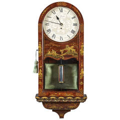 English Regency Period Chinoiserie Decorated Rosewood Hanging Clock