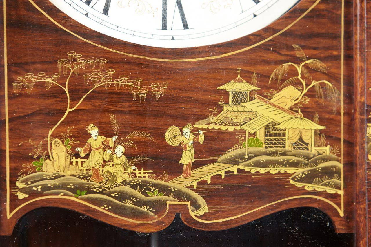 English Regency Period Chinoiserie Decorated Rosewood Hanging Clock For Sale 1