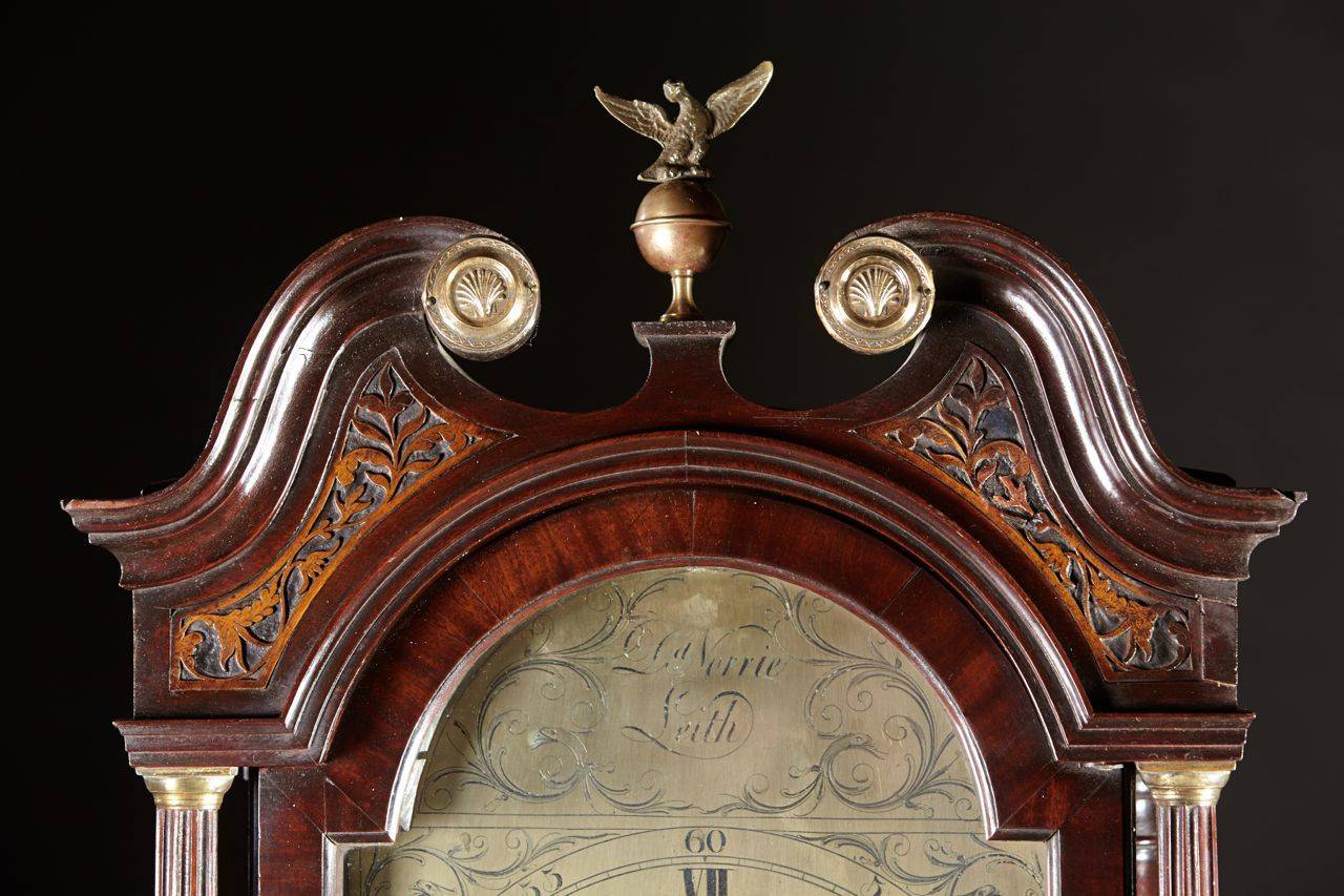 Etched Beautiful Scottish Mahogany Tall Clock by David Lorrie, circa 1800