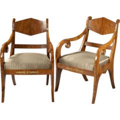 An Important Pair of Russian Armchairs in Walnut