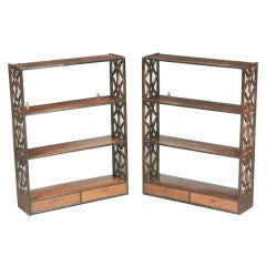 A Pair of Chippendale Fretwork Hanging Shelves in Rosewood