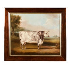 W. H. Davis English Cow Painting on Canvas Circa 1857