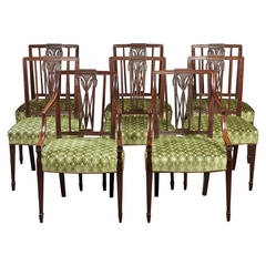 Fine Set of Eight English Mahogany Hepplewhite Period Dining Chairs