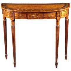 18th Century Paint Decorated, Satinwood English Console or Side Table