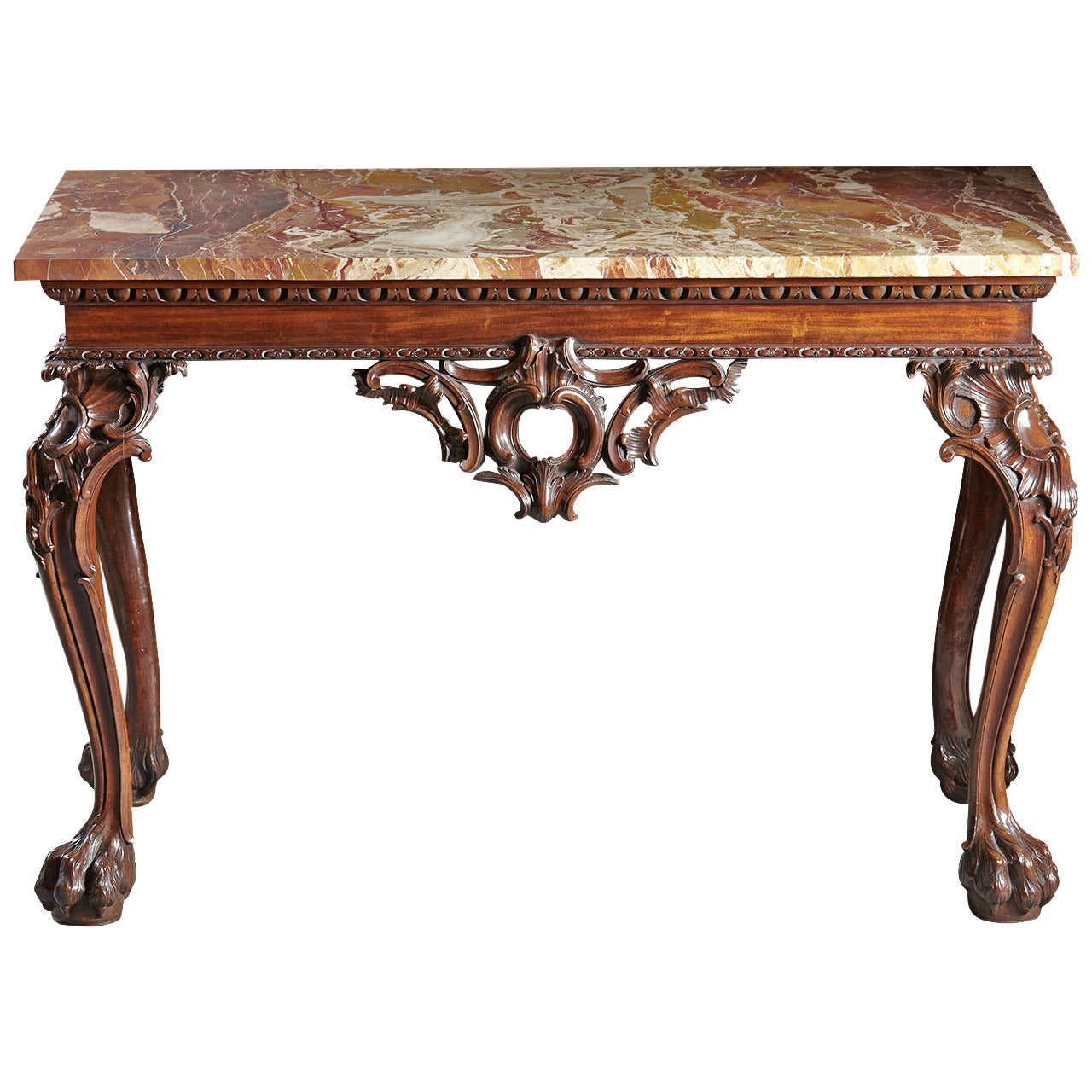 Very Fine and  Exuberantly Carved Mahogany George II Console, 18th Century