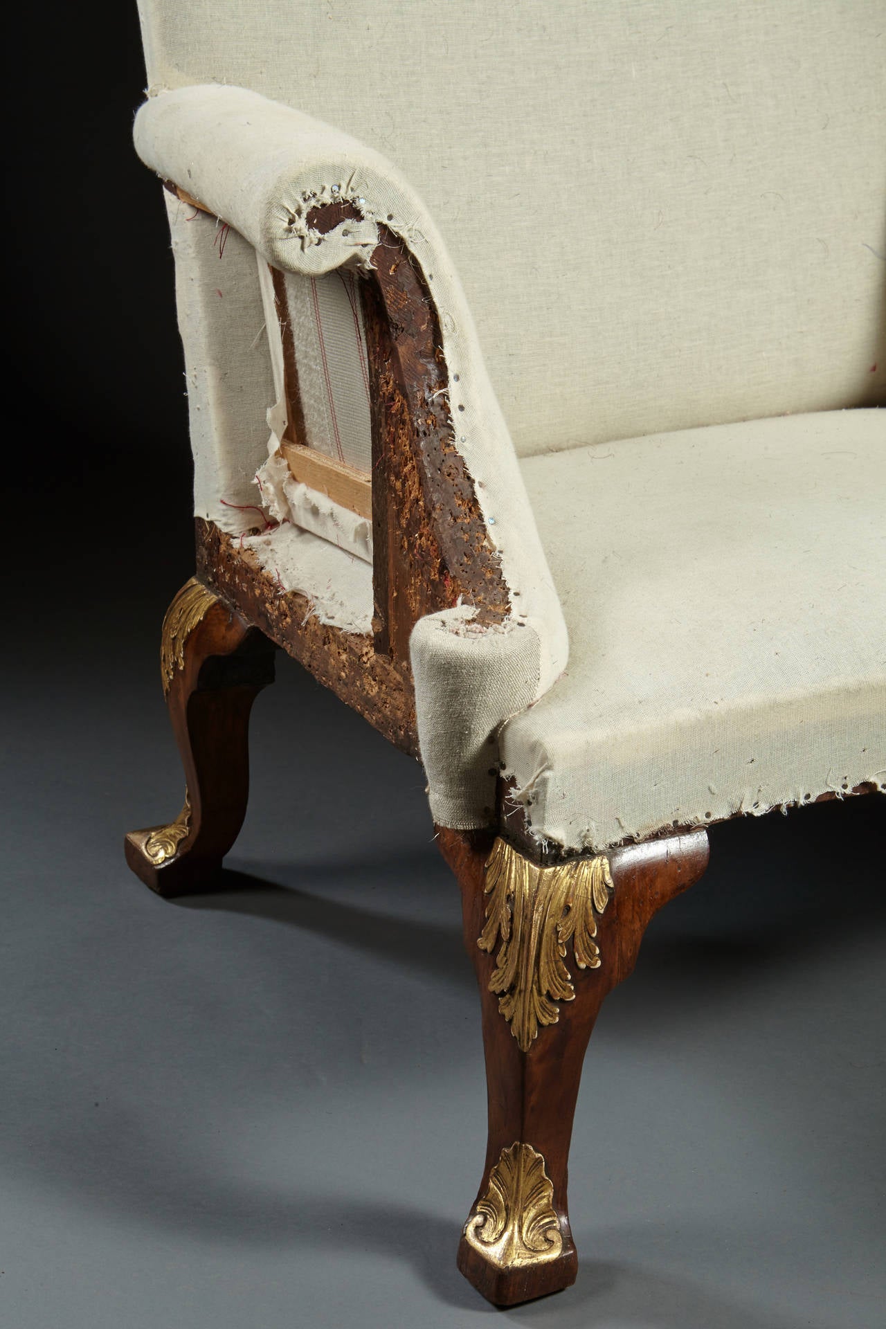 Mid-18th Century Important Early 18th Century Kentian Carved Walnut Wing Chair For Sale