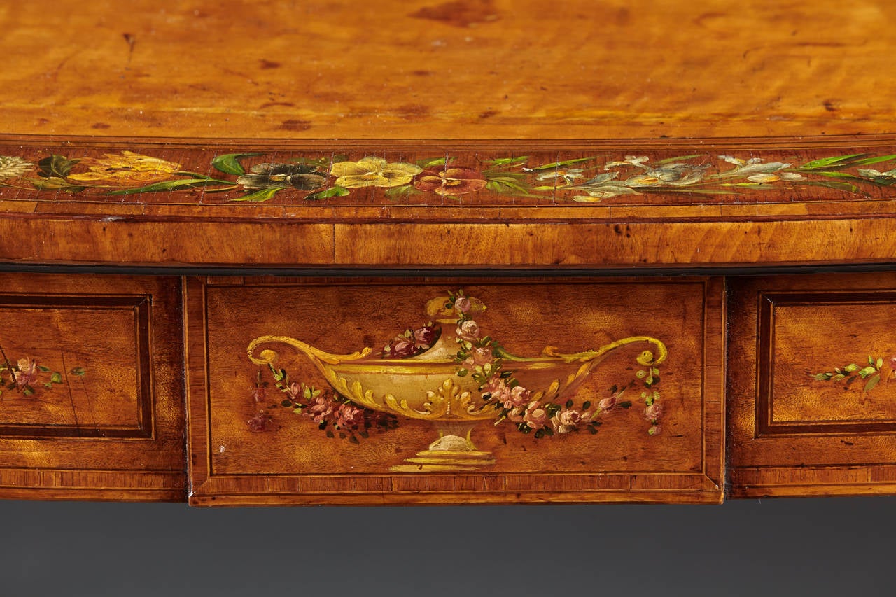 Late 18th Century 18th Century Paint Decorated, Satinwood English Console or Side Table For Sale